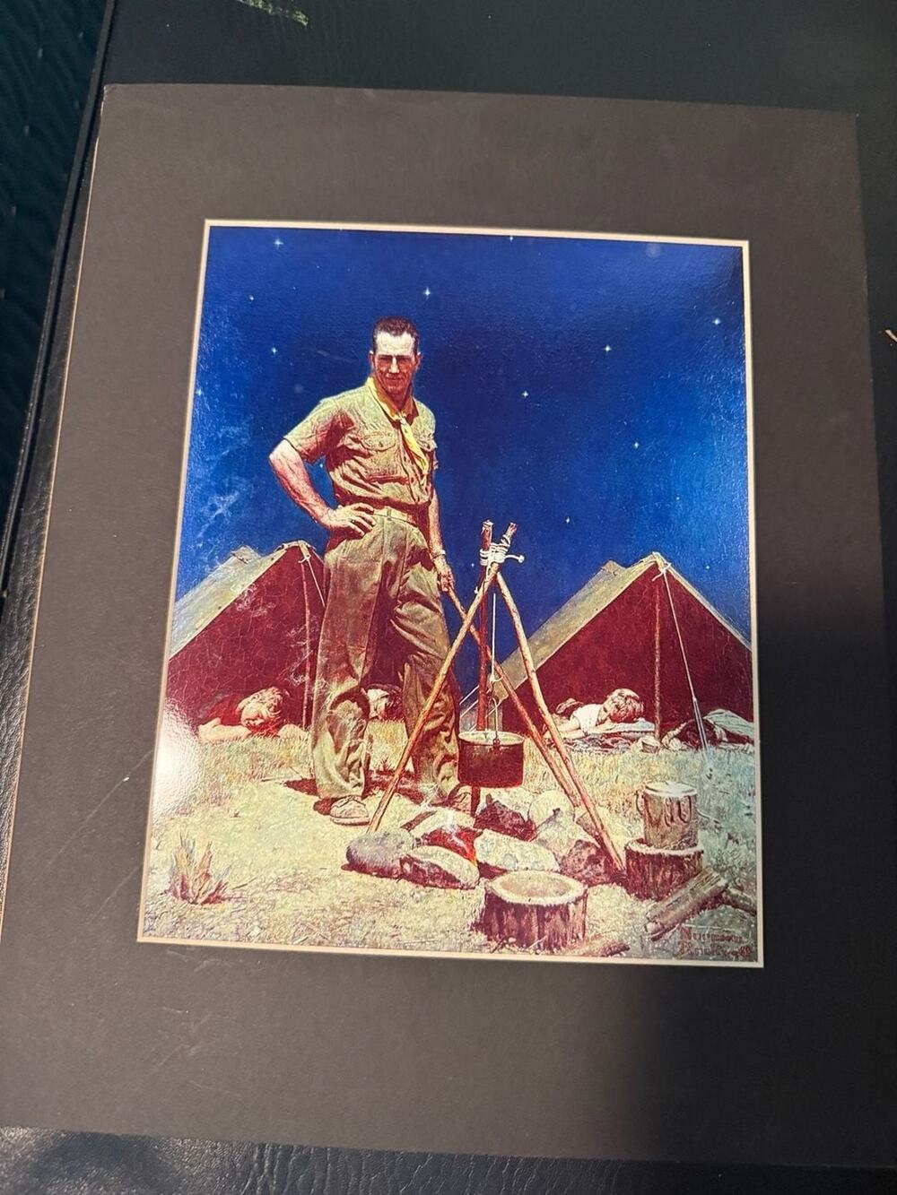 Norman Rockwell 'The Scoutmaster' Vintage Matted Print